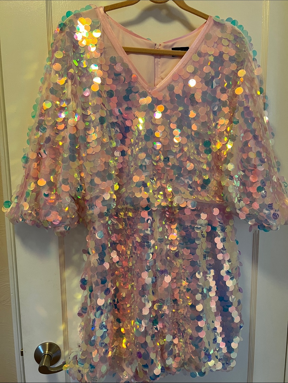 Pink Iridescent Sequin Party Romper